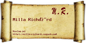 Milla Richárd névjegykártya